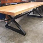 wooden top table with metal legs