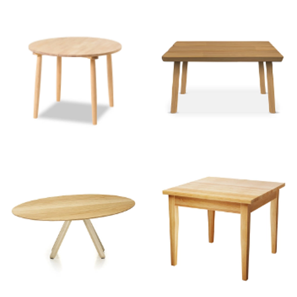 diagram of different table shape options