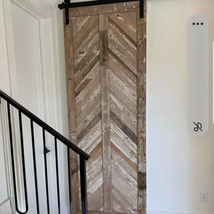 Single sliding barn door for a small bathroom