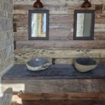 double sink vanities with rustic wood