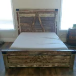 Rustic bed and headboard made from reclaimed wood