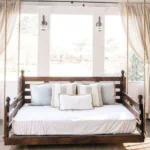 suspended bed and headboard