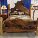 Live edge wood custom bed and headboard