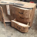 one-of-a-kind bathroom vanities made of curved rustic wood