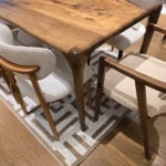 vintage style wood dining table with chairs