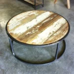 round wood and metal coffee table