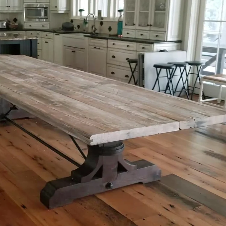 solid wood dining table with large base