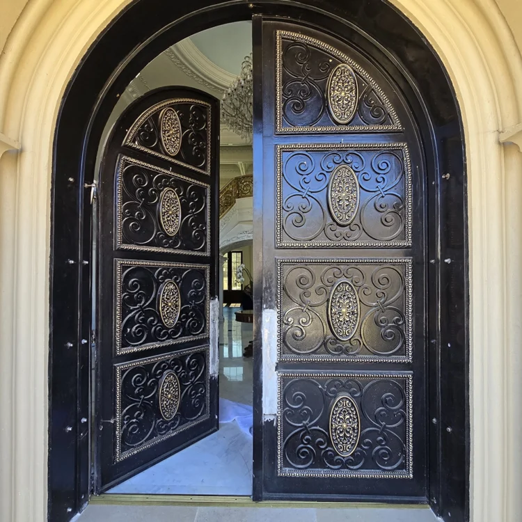 Exotic and ornate exterior double doors