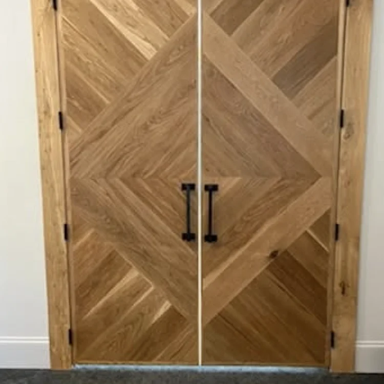 Custom interior wood door with black hardware