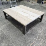 large living room wood and metal coffee table
