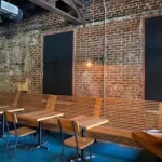 dining chairs and tables in a cafe