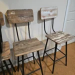 seating with metal bar chairs with wooden seats