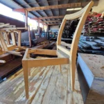 wooden dining chair being built
