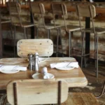 seating and dining chairs near bar chairs made of wood and metal