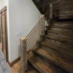 Custom reclaimed wood millwork for staircase