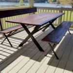 Custom table and two benches for outdoor seating