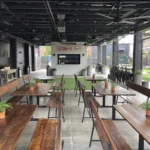 Custom outdoor table seating at a restaurant
