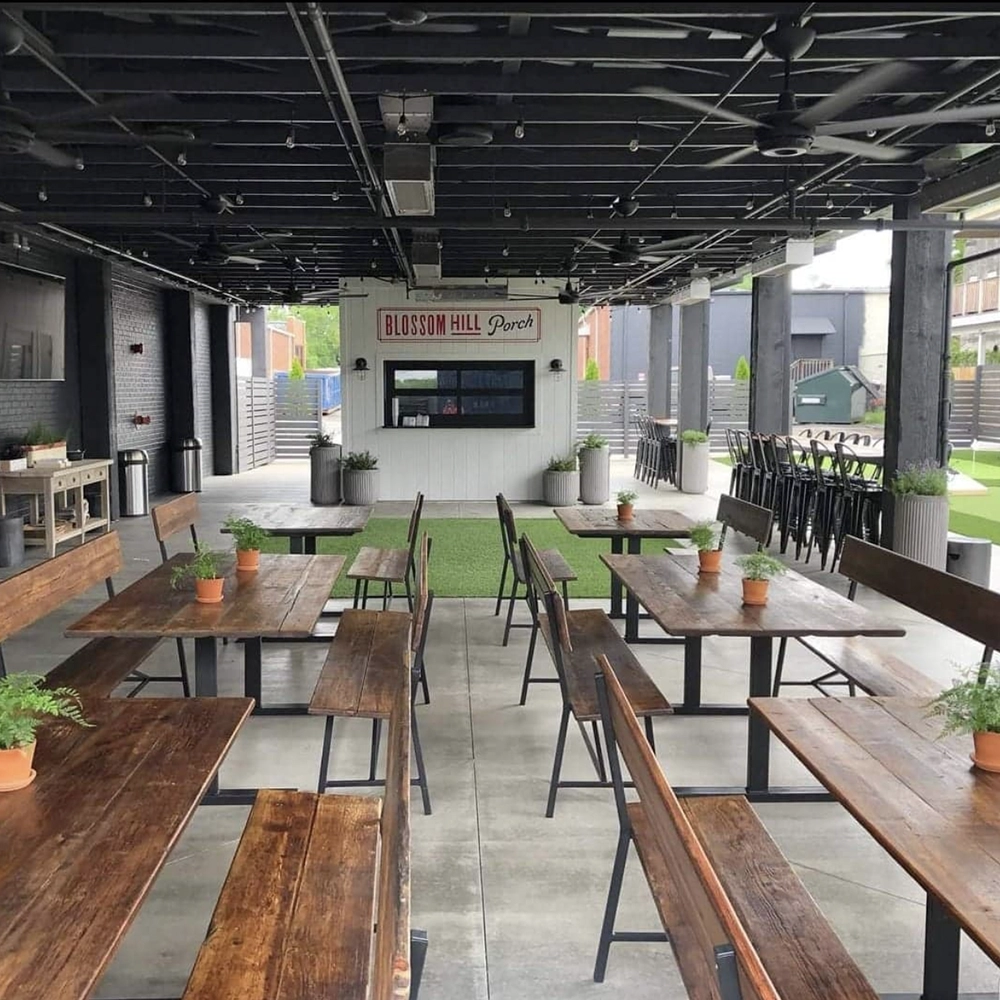 Custom outdoor seating at a restaurant