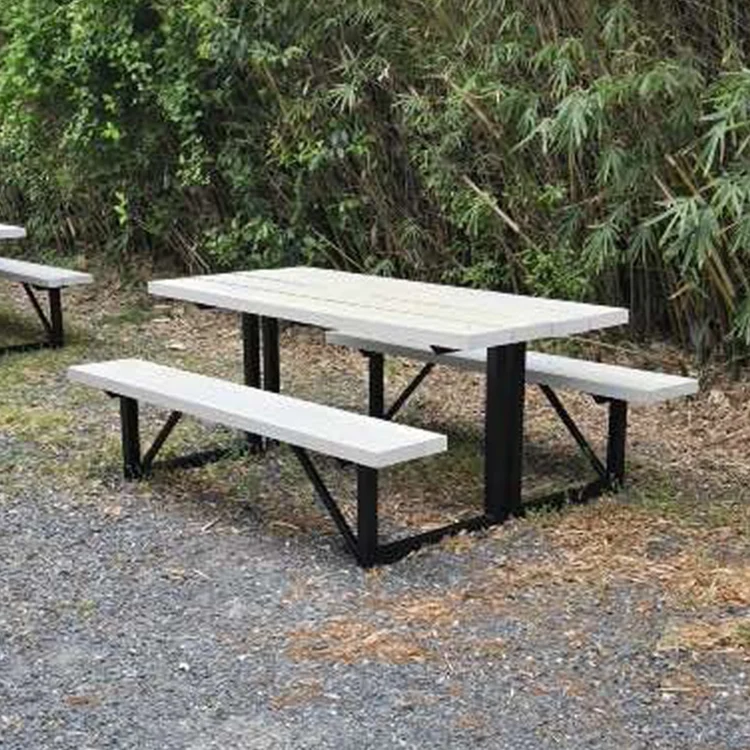 picnic table with attached benches